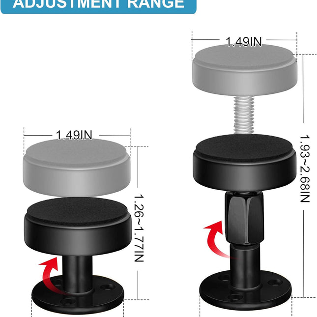 Adjustable Threaded Bed Frame Anti-Shake Tool, Headboard Stoppers, Bedside Anti Shake Tool for Beds Cabinets Sofas, 4PCs, 30-68mm (Black).