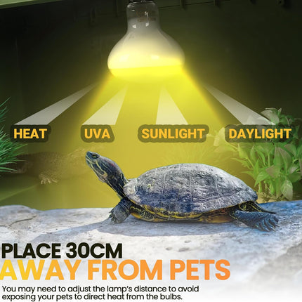 (4-Pack 100W Reptile Heat Lamp Bulbs - UVA Daylight Basking Light Bulbs for Reptiles, Turtles, Lizard, Bearded Dragon and Amphibians - 120V R80 Reflector Bulbs with E26 Screw Cap Base.