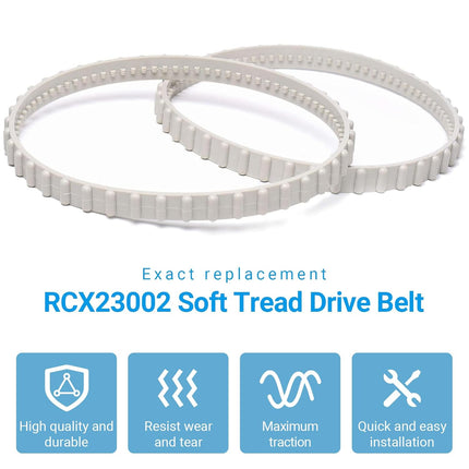 (2 Pack)  RCX23002 Replacement Soft Tread Drive Belt - Premium, Heavy-Duty Rubber Pool Cleaner Parts | Compatible with Aquavac Tiger Shark (Plus and QC) and SharkVac Pool Cleaners.