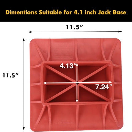 11.5" x 11.5" Off-Road Hi-Lift Jack Base and Stabilizer - Keep Jacks from Sinking with Heavy-Duty Plastic Jack Stand Base for Lifting Jacks and Farm Jacks with 4.1" x 7" Base.