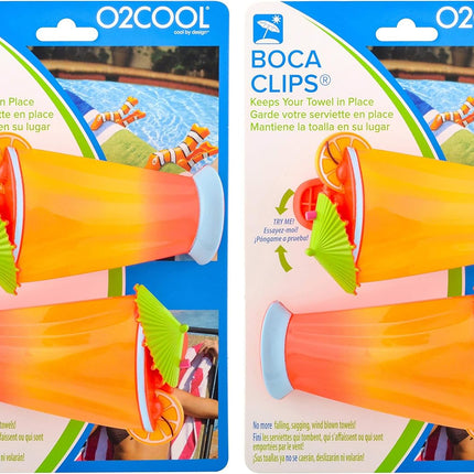 Boca Clips - Beach Towel Clips for Beach Chairs, Pool and Patio Accessories Clothes Pins for Bags, 2-Pack (Caribbean Cocktail).