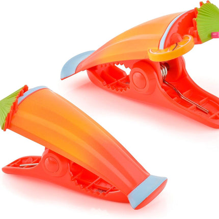 Boca Clips - Beach Towel Clips for Beach Chairs, Pool and Patio Accessories Clothes Pins for Bags, 2-Pack (Caribbean Cocktail).