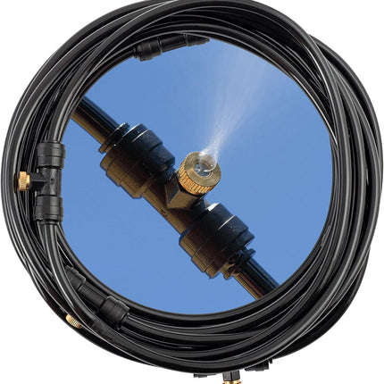 Rechargeable Outdoor Misting Rope, Up to 25 FT + 6 Mister Nozzles, NO Water Hose or Power Source Needed, Misters for Outside Patio or Misters for Reptiles Water Mister.