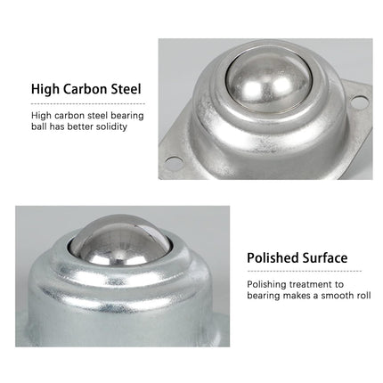 1” Rolling Ball Transfers 8 pcs, Universal Transfer Bearings of 400 Lbs Load Capacity, Two-Hole Flange Mounted Roller Bearings for Conveyor Transmission Furniture Wheelchair.