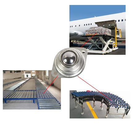 1” Rolling Ball Transfers 8 pcs, Universal Transfer Bearings of 400 Lbs Load Capacity, Two-Hole Flange Mounted Roller Bearings for Conveyor Transmission Furniture Wheelchair.