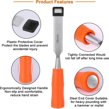 4 Piece Wood Chisel Sets Woodworking Tools Set, Wood Chisels for Woodworking + Silicone Soda Can Cover Lids, Pop Can Covers.