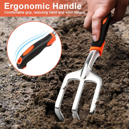 Hand Rake Garden Tool, Heavy Duty Hand Cultivators for Gardening + Garden Tools Sets, Gardening Tool Set with 39.3 in Repotting Mat.