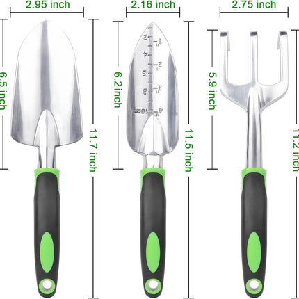 Garden Tools Set, 3 Pack Heavy Duty Gardening Tools Set + Garden Tools Set, 8 Piece Gardening Tools Set with Non Slip Ergonomic Handle.