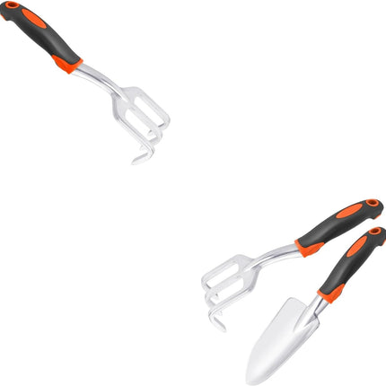 Hand Rake Garden Tool, Heavy Duty Hand Cultivators for Gardening + Garden Tool Set, 2 Pack Heavy Duty Gardening Tools Set.