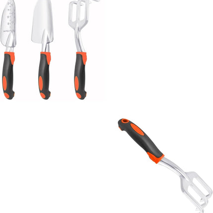 Garden Tools Set, 3 Pack Heavy Duty Gardening Tools Set Include Garden Shovel + Hand Rake Garden Tool, Heavy Duty Hand Cultivators for Gardening.
