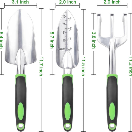 Garden Tools Set, 3 Pack Heavy Duty Gardening Tools Set Include Garden Shovel + Hand Rake Garden Tool, Heavy Duty Hand Cultivators for Gardening.
