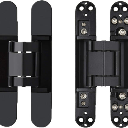 6inch Hidden Door Hinges Invisible Hinges Concealed Hinges Zinc Alloy 180 Degree Swing Hinge 3 Way Adjustable Butt Hinge 6 x 2.5 x 1 inch (Black Pack of 2).