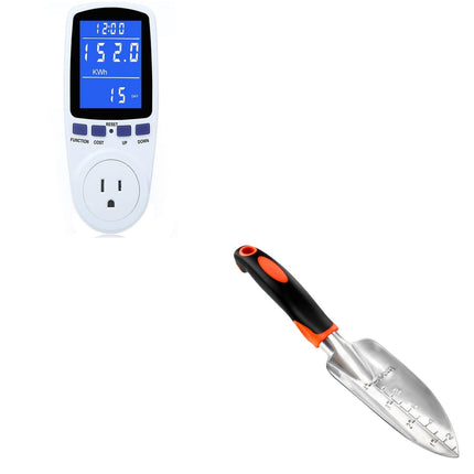 Upgraded Watt Power Meter Plug Home Electrical Usage Monitor Consumption+Garden Shovel Trowel Garden Tool with Measurement Mark.