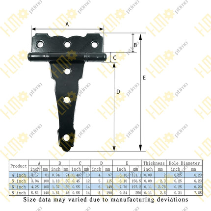 4 inch Strap Hinges - Heavy Duty, Rustproof, Classic Antique Shed Door Hinges (6, 4 inch).