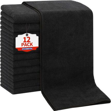 Salon Towels 12 Pack, Black Hand Towels for Bathroom, Quick Dry Gym Towels, Spa Face Towel, Absorbent Microfiber Towels for Salon, Barber, Gym, Bath, Pedicure and Home Hair Care,16 x 27 in.