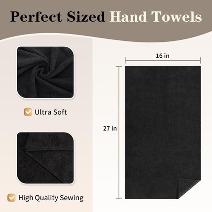 Salon Towels 12 Pack, Black Hand Towels for Bathroom, Quick Dry Gym Towels, Spa Face Towel, Absorbent Microfiber Towels for Salon, Barber, Gym, Bath, Pedicure and Home Hair Care,16 x 27 in.