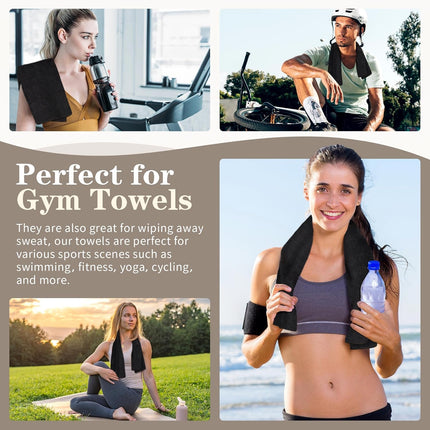 Salon Towels 12 Pack, Black Hand Towels for Bathroom, Quick Dry Gym Towels, Spa Face Towel, Absorbent Microfiber Towels for Salon, Barber, Gym, Bath, Pedicure and Home Hair Care,16 x 27 in.