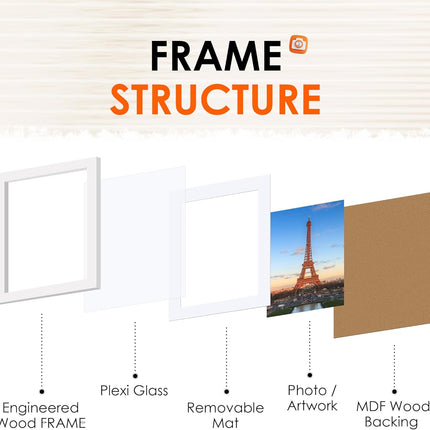 White 8x10 Picture Frame&8.5x11 Diploma Frame, Black Picture Frame With Clear Plexiglass, 2 Pack Certificate for Wall Display, Document Frame, High School Diploma.