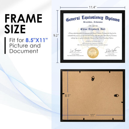 White 8x10 Picture Frame&8.5x11 Diploma Frame, Black Picture Frame With Clear Plexiglass, 2 Pack Certificate for Wall Display, Document Frame, High School Diploma.