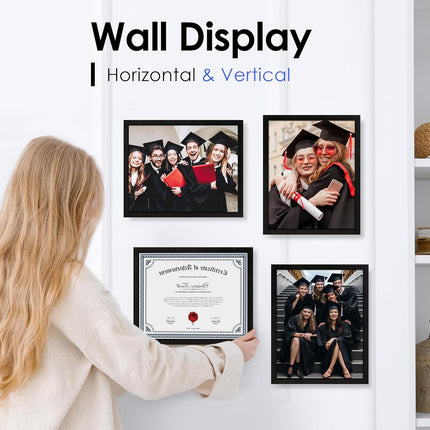 White 8x10 Picture Frame&8.5x11 Diploma Frame, Black Picture Frame With Clear Plexiglass, 2 Pack Certificate for Wall Display, Document Frame, High School Diploma.