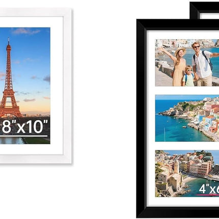 White 8x10 Picture Frame&11x14 Picture Frames Collage Wall Decor, Display 5 Pcs 4x6 Photos with Mat or 1 Pack 11x14 Poster without Mat, 4x6 Multiple Picture Frames, Family Collage Pi.