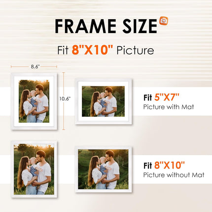 White 8x10 Picture Frame&4x6 Picture Frame Set of 4, 4x6 Photo Frames with HD Plexiglass for Wall Hanging or Tabletop Display, Black.