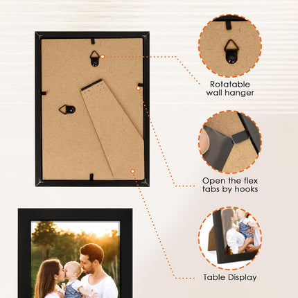 White 8x10 Picture Frame&4x6 Picture Frame Set of 4, 4x6 Photo Frames with HD Plexiglass for Wall Hanging or Tabletop Display, Black.