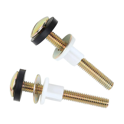 2 PCS Toilet Seat Screws Replacement Kit, Heavy Duty Toilet Seat Fastener with Plastic Nut and Metal and Rubber Washers, Universal Toilet Seat Bolt and Screw Set for Top Mount Toilet Seat Hinge.