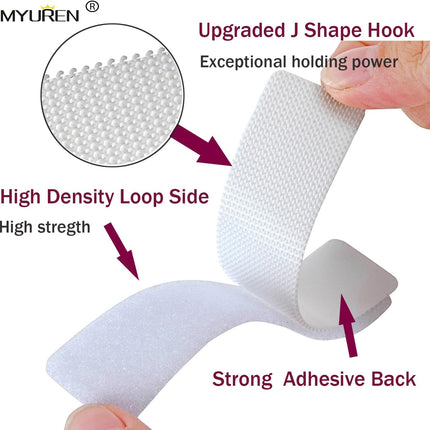 24 Sets 1x4 Inch Hook and Loop Strips with Adhesive Self Adhesive Fasteners Mounting Tape for Home or Office e - Instead of Holes and Screws, White.