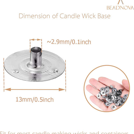 Candle Wick Base 100pcs Candle Wick Cilps Stainer Tabs for DIY and Making (12.5mm/ 0.5inch).