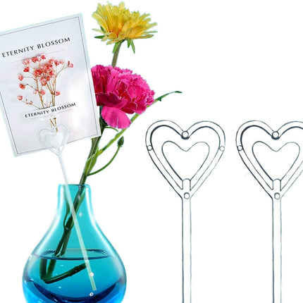Floral Pick Card Holder 50pcs 10inch Plastic Straight Head Flower Pick Card Holder for Floral Arrangement Bouquet Wedding Decoration (Heart Shape Head).