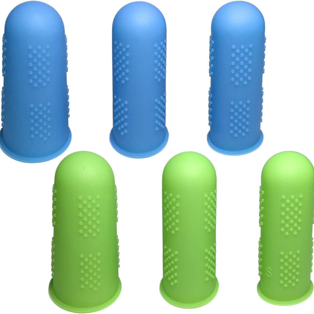 Finger Protector Silicon Finger Gloves Cot for Electronic Repair Painting Jewelry Cleaning Crafting Indtrial Apply (Pack of 6-3 Size, Blue & Green Color).