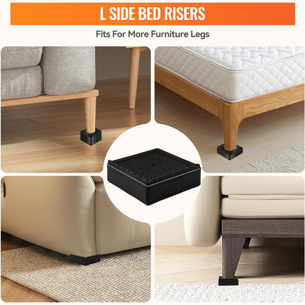 Furniture Risers, 4 Pack Bed Risers with Non-Slip Grip and Heavy Duty Support, 1 Inch 2 Inch 3 Inch 4 Inch Height Lift for Couch, Sofa, Table, Desk, Chair, Refrigerator - Black, 1 Inch.