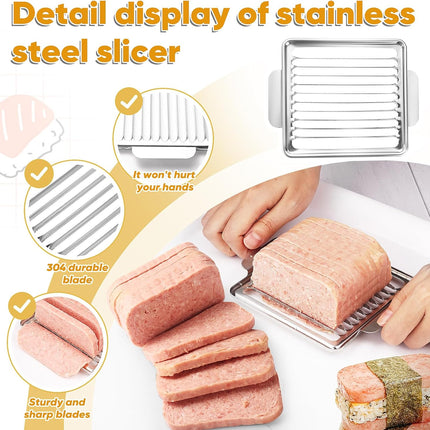 Luncheon Meat Slicer, 304 Stainless Steel Cutter for SPAM, 10 Slices，Solid and Durable.