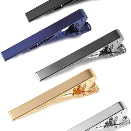 5P Tie Clips For Men, 5 Different Color Tie Bar, Stainless Steel Tie Clip For Biness, Wedding, Anniversary, Father's Day Gifts and Daily Life.