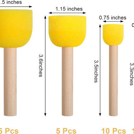 30 Pcs Round Sponges Brh Set, Round Sponge Brhes for Painting, Paint Sponges for Acrylic, Painting Tools for Kids Arts and Crafts (4 Sizes).