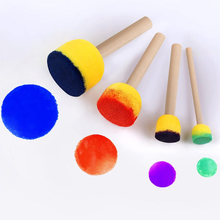 30 Pcs Round Sponges Brh Set, Round Sponge Brhes for Painting, Paint Sponges for Acrylic, Painting Tools for Kids Arts and Crafts (4 Sizes).
