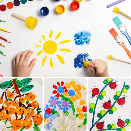 30 Pcs Round Sponges Brh Set, Round Sponge Brhes for Painting, Paint Sponges for Acrylic, Painting Tools for Kids Arts and Crafts (4 Sizes).