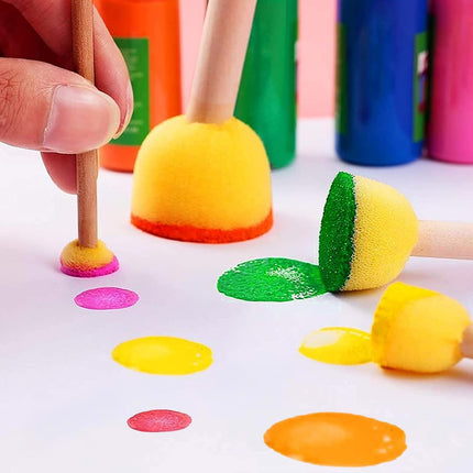 30 Pcs Round Sponges Brh Set, Round Sponge Brhes for Painting, Paint Sponges for Acrylic, Painting Tools for Kids Arts and Crafts (4 Sizes).