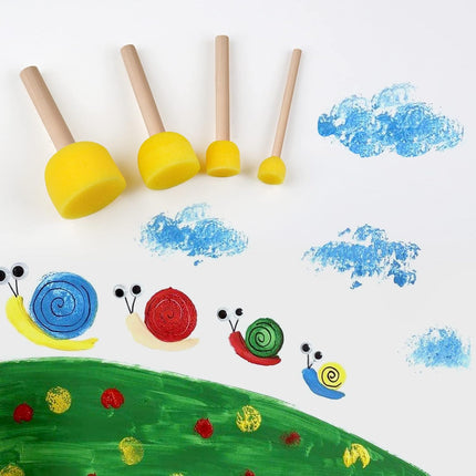 30 Pcs Round Sponges Brh Set, Round Sponge Brhes for Painting, Paint Sponges for Acrylic, Painting Tools for Kids Arts and Crafts (4 Sizes).