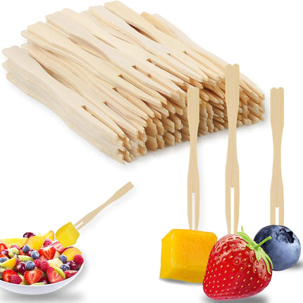 400PCS 3.5 Inch Appetizer Forks, Mini Forks, Mini Forks For Appetizers, Disposable Bamboo Forks Can Be ed For Desserts, Sandwiches, Burgers, Salads, Buffets, Drinks, Vegetables And More.
