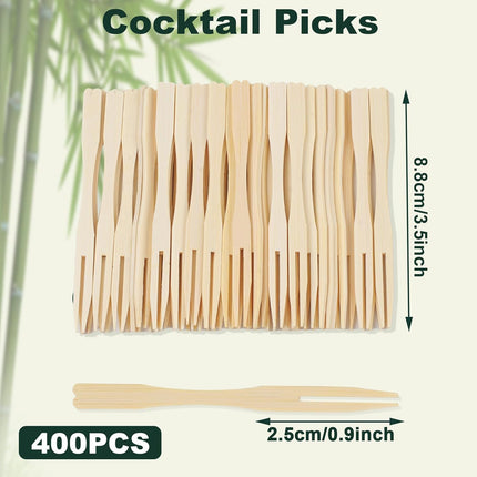 400PCS 3.5 Inch Appetizer Forks, Mini Forks, Mini Forks For Appetizers, Disposable Bamboo Forks Can Be ed For Desserts, Sandwiches, Burgers, Salads, Buffets, Drinks, Vegetables And More.