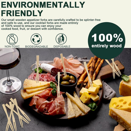 400PCS 3.5 Inch Appetizer Forks, Mini Forks, Mini Forks For Appetizers, Disposable Bamboo Forks Can Be ed For Desserts, Sandwiches, Burgers, Salads, Buffets, Drinks, Vegetables And More.