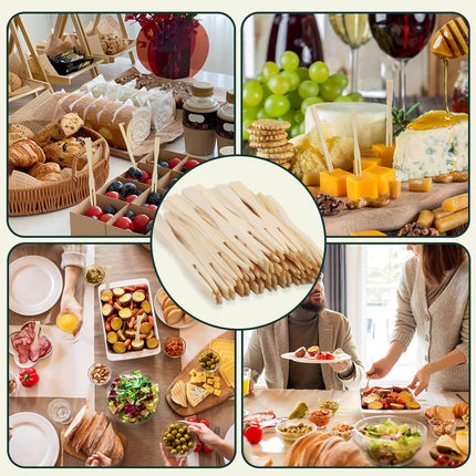 400PCS 3.5 Inch Appetizer Forks, Mini Forks, Mini Forks For Appetizers, Disposable Bamboo Forks Can Be ed For Desserts, Sandwiches, Burgers, Salads, Buffets, Drinks, Vegetables And More.