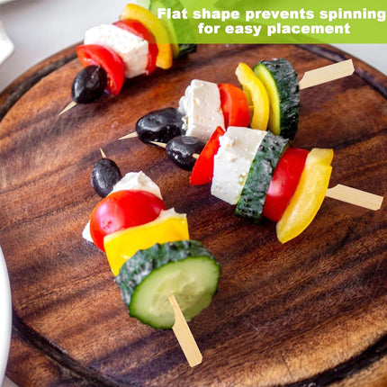 396 PCS Bamboo Skewers, 3.5 Inches Wooden Skewers, Skewers for Appetizers Wide Flat Paddle, Skewer Sticks for Cocktail Fruit BBQ Sandwich Drink Party Supplies, 21ZQ0002.