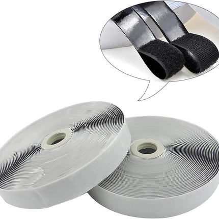 Self Adhesive Hook and Loop Tape Roll 3/4 Inch Black Strong Adhesive Interlocking Tape for Picture and Tools Hanging Pedal Board Fastening 12.6 Yard.