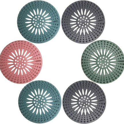 Shower Hair Drain Catcher Bathtub Silicon Tub Hair Catcher Universal Drain Stopper Bathtub Hair Catcher for Drain Bathroom Bathtub Kitchen Tub (Mix Colors, 6 Pack).