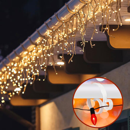 Christmas Light Clips for Banister Christmas Banister Clips Holiday Garland Hanger Hooks for Stockings String Lights Indoor Outdoor Decorations Stair Railing Fence Deck (White, 16 PCS).