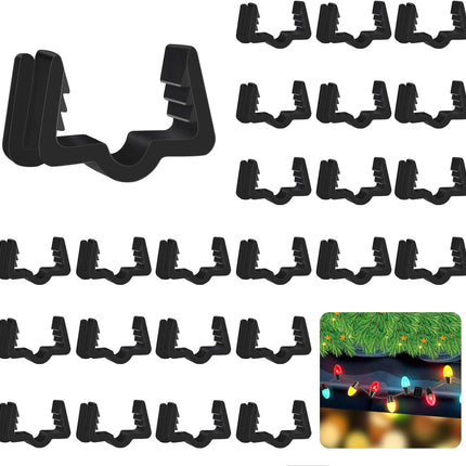 Christmas Light Hanger Clips Fascia Board Light Clips Plastic Holiday Deck Banister Hanger for Christmas Fascia Board Roof Gutter Fence Eave Decoration, Black (30 PCS, 7/8").