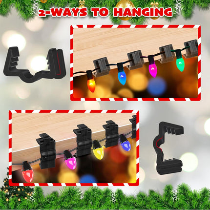 Christmas Light Hanger Clips Fascia Board Light Clips Plastic Holiday Deck Banister Hanger for Christmas Fascia Board Roof Gutter Fence Eave Decoration, Black (30 PCS, 7/8").